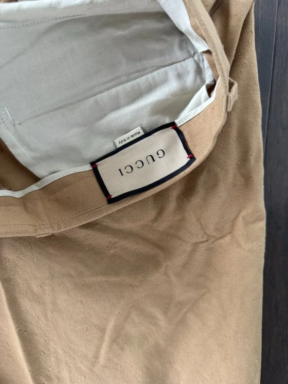 Gucci “Dans Le Vert” Cotton twill trousers, Size 52, retail new for $1300 $400